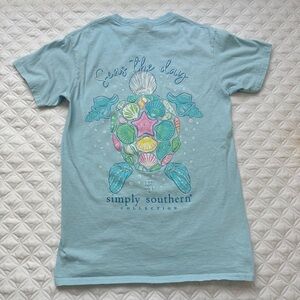 Simply Southern ‘Seas The Day’ Blue Sea Turtle Graphic Cotton T-Shirt Sz Small